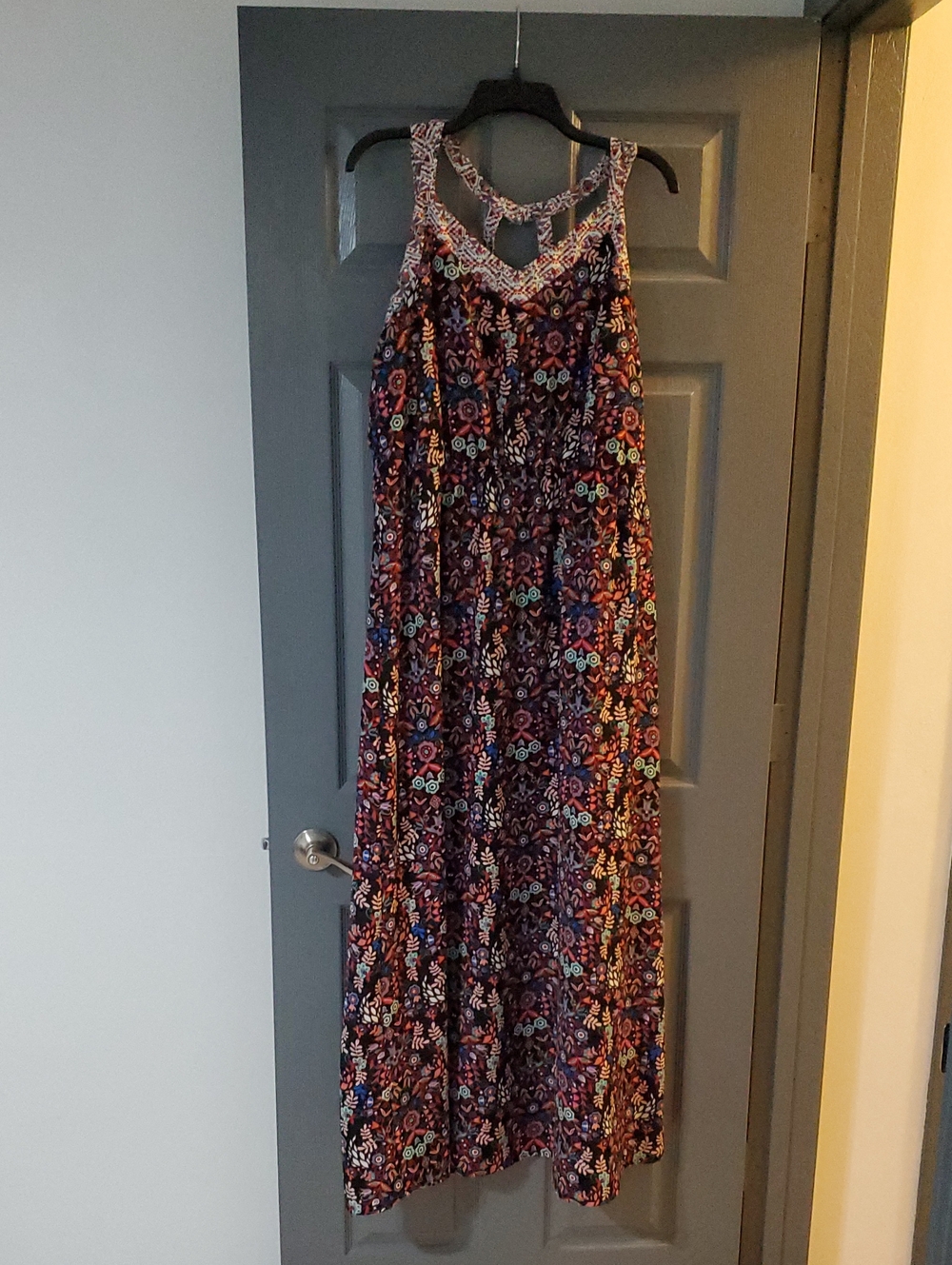 Xhilaration Black Floral Print Dress with Multicolor Blooms